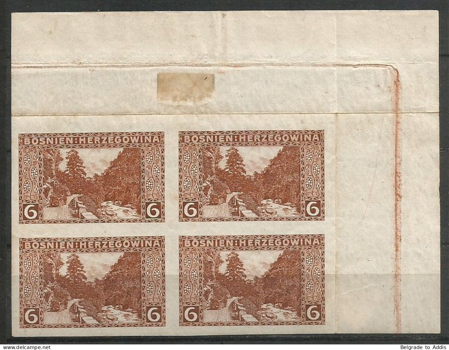 Bosnia Bosnien K.u.K. Austria Hungary Mi.33U Imperforated In Block Of 4 (Proof / Probe) MNH / ** 1906 - Bosnie-Herzegovine