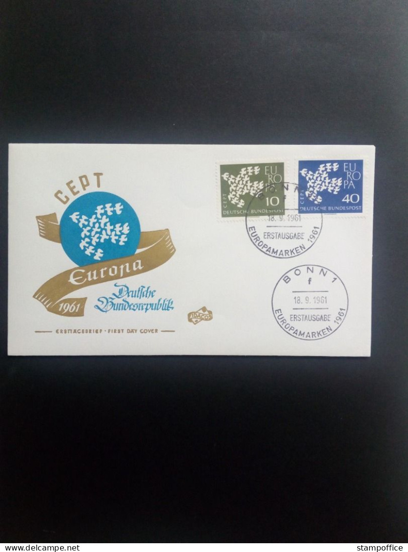 DEUTSCHLAND MI-NR. 367-368 FDC CEPT 1961 TAUBE - 1961