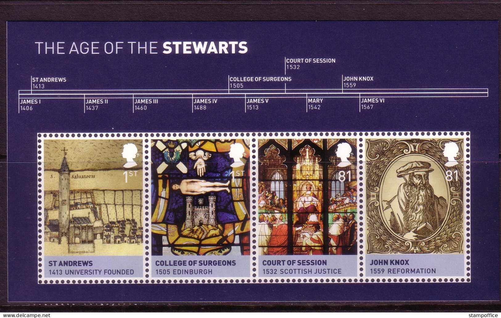 GROSSBRITANNIEN BLOCK 55 POSTFRISCH(MINT) BRITISCHE MONARCHIE (III) STEWART - Blocks & Miniature Sheets