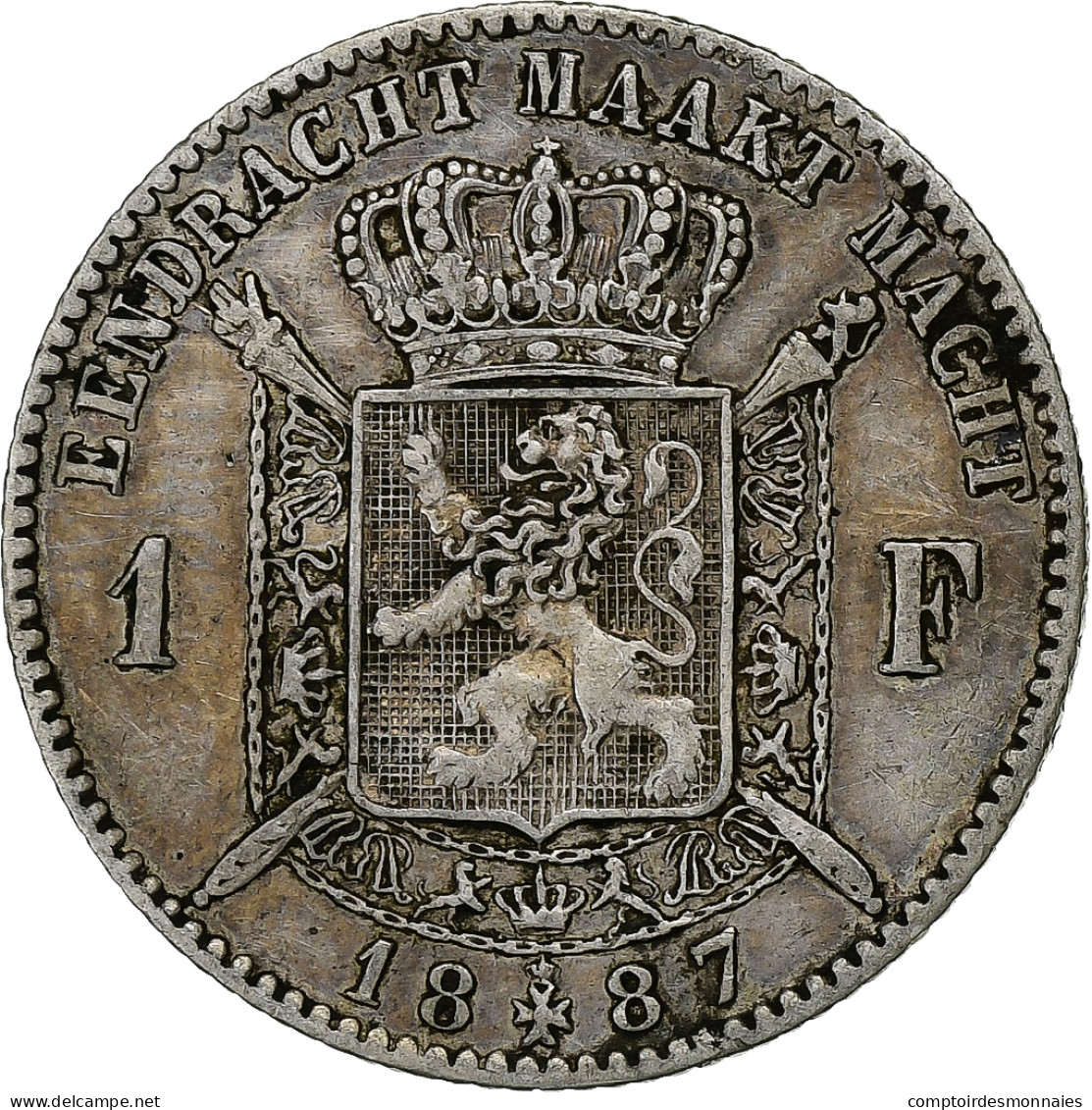 Monnaie, Belgique, Leopold II, Franc, 1887, TTB, Argent, KM:29.1 - 1 Franc