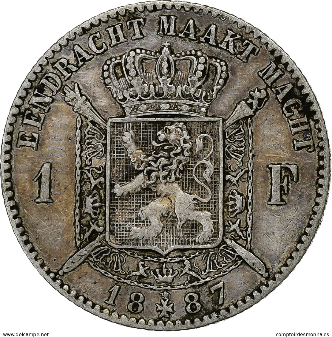 Monnaie, Belgique, Leopold II, Franc, 1887, TTB, Argent, KM:29.1 - 1 Frank