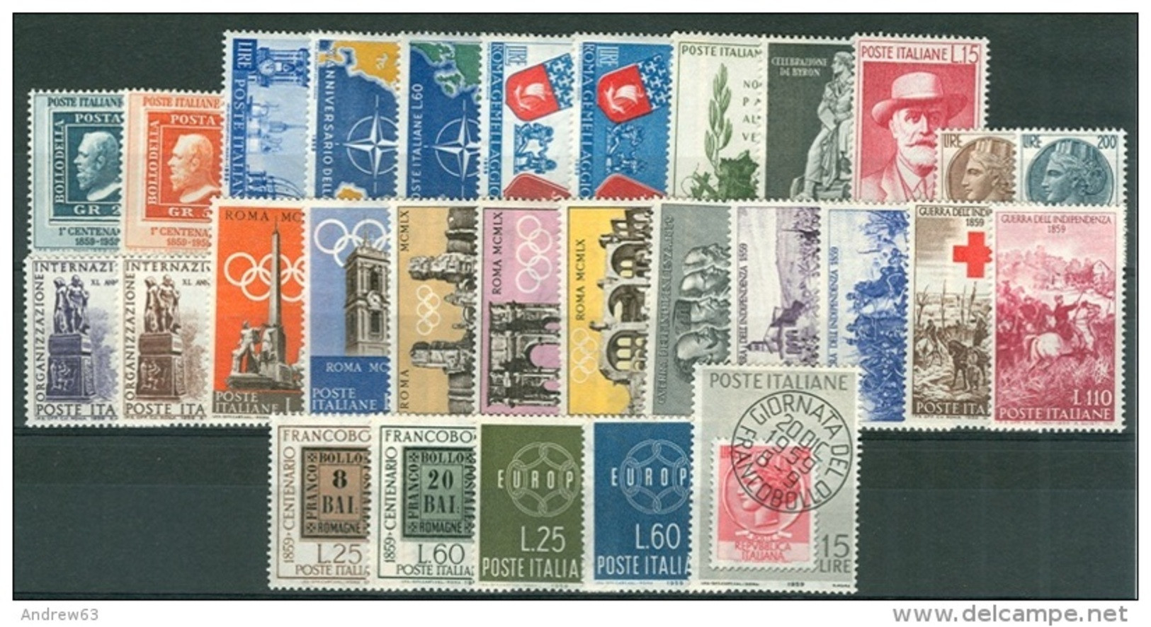 ITALIA REPUBBLICA - 1959 - Annata Completa - 29 Valori - Complete Year - ** MNH/VF - Annate Complete