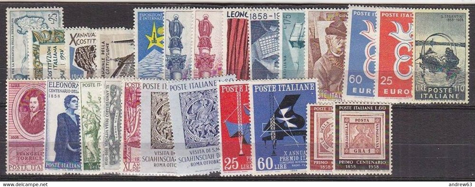 ITALIA REPUBBLICA - 1958 - Annata Completa - 25 Valori - Complete Year - ** MNH/VF - Annate Complete