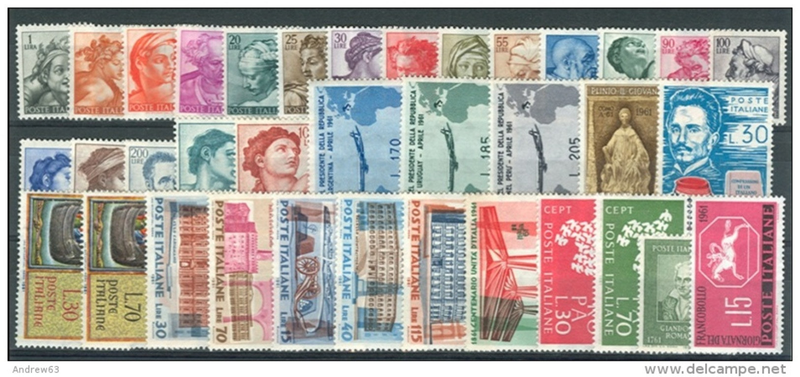 ITALIA REPUBBLICA - 1961 - Annata Completa - 36 Valori - Complete Year - ** MNH/VF - Vollständige Jahrgänge