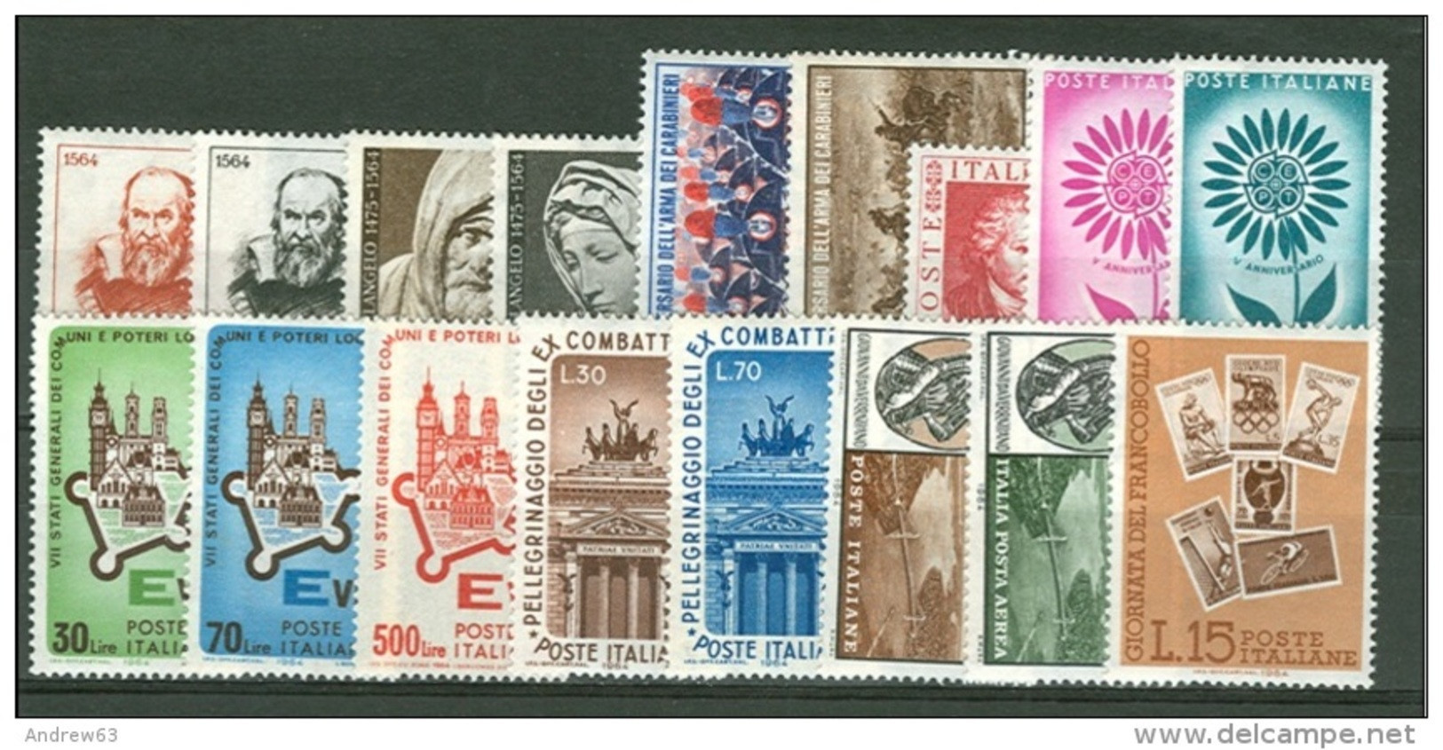 ITALIA REPUBBLICA - 1964 - Annata Completa - 17 Valori - Complete Year - ** MNH/VF - Annate Complete