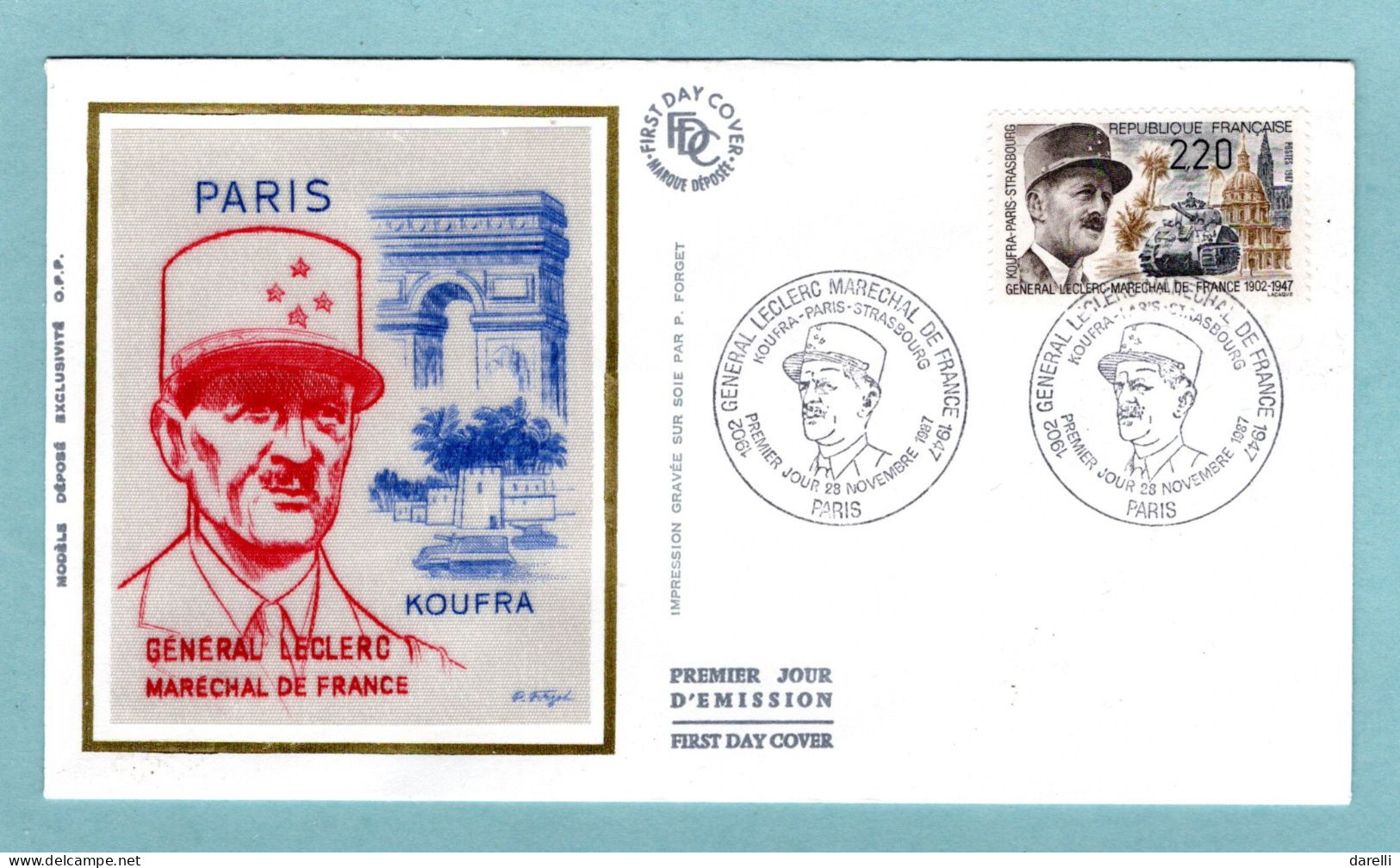 FDC France 1987 -  Général Leclerc Maréchal De France - YT 2499 - Paris - 1980-1989