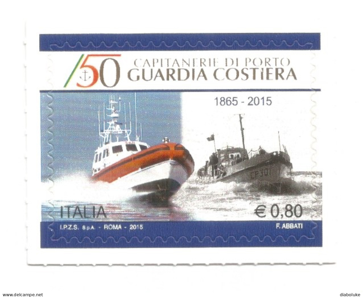 (REPUBBLICA ITALIANA) 2015, CAPITANERIE DI PORTO, GUARDIA COSTIERA - Francobollo Nuovo MNH - 2011-20: Mint/hinged