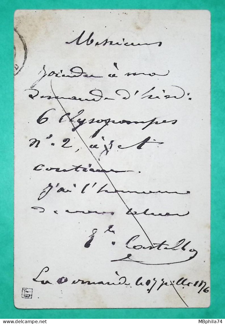 N°55 CARTE PRECURSEUR CONVOYEUR STATION CHAMBORIGAUD GARD LIGNE CL.NIM POUR PARIS 1876 LETTRE COVER FRANCE - Poste Ferroviaire