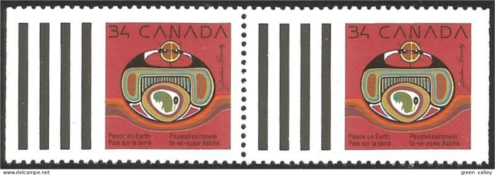Canada Noel Christmas 1990 Paix Peace MNH ** Neuf SC (C12-97pra) - Unused Stamps