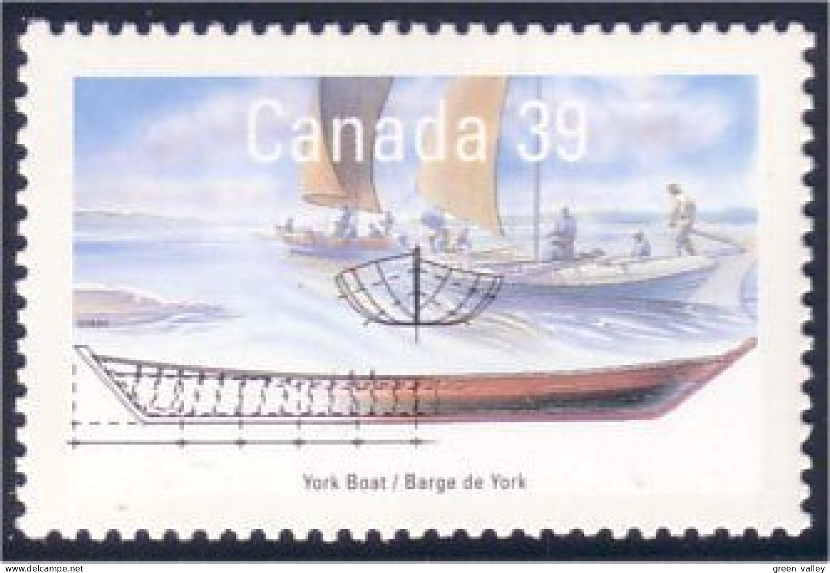 Canada Bateau Barge De York Boat MNH ** Neuf SC (C12-68a) - Unused Stamps