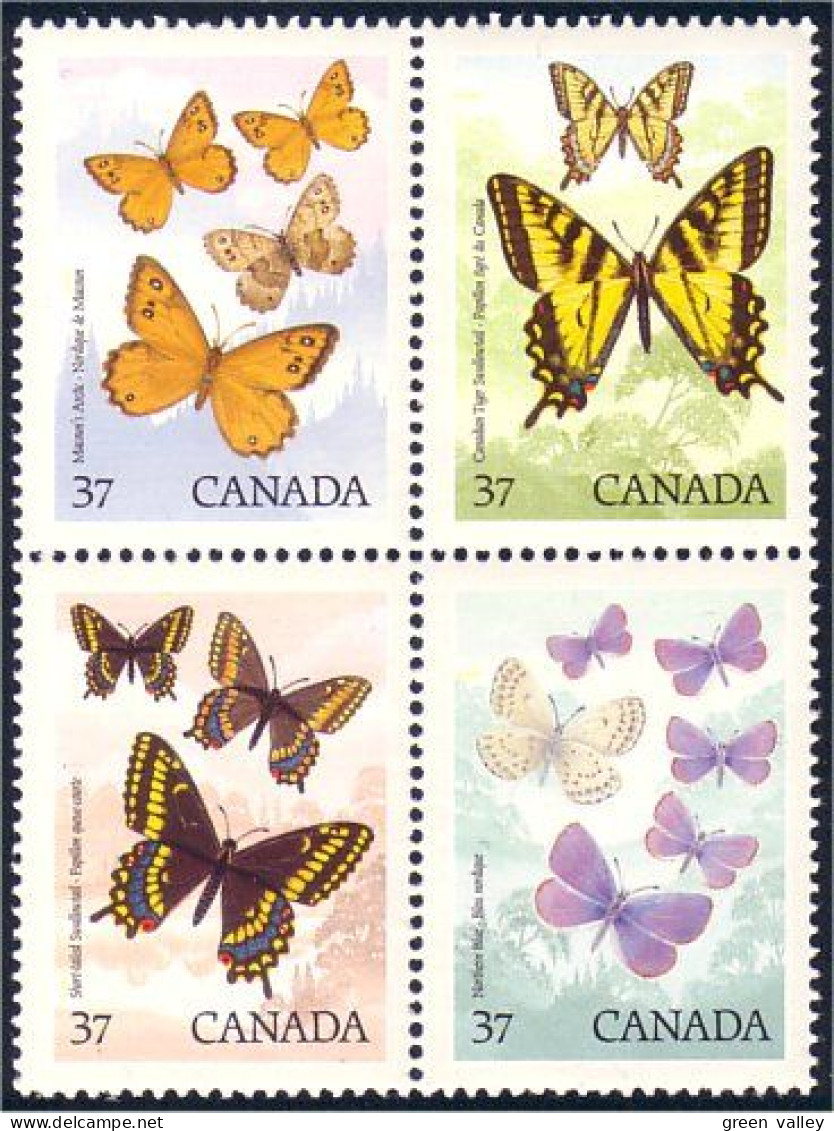 Canada Papillons Butterflies Schmetterlinge Farfalas Mariposas Se-tenant Blk/4 MNH ** Neuf SC (C12-11aa) - Papillons