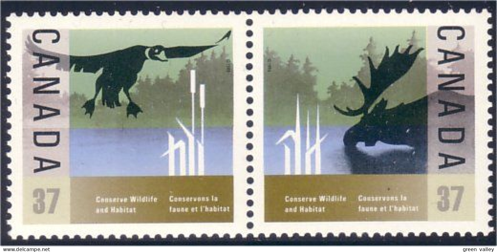 Canada Canard Duck Moose Elan Orignal Se-tenant MNH ** Neuf SC (C12-05aa) - Unused Stamps