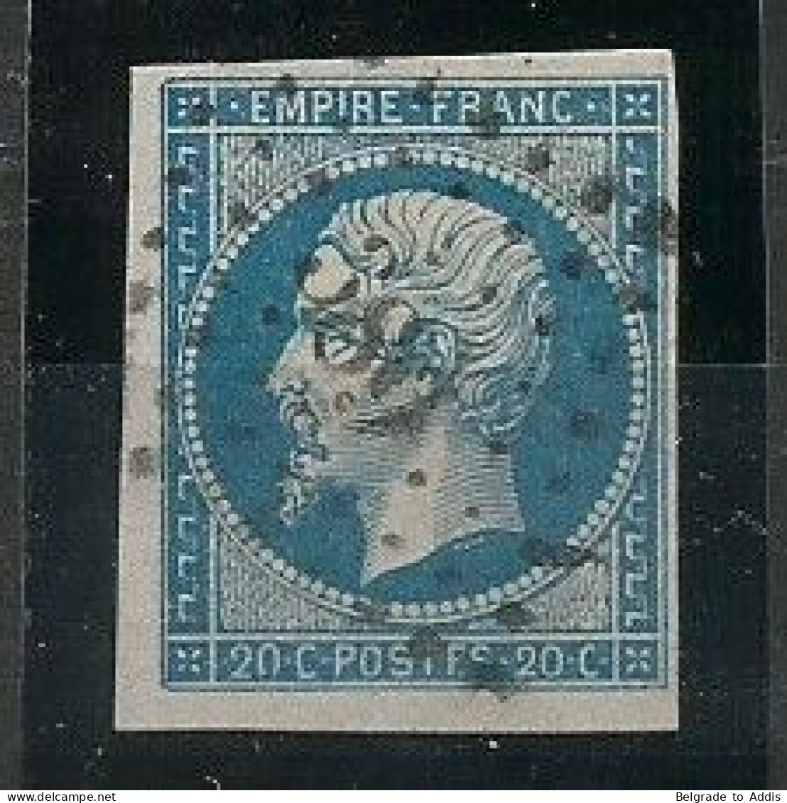 France Yv.14 Napoléon III Oblitéré 1855 Variété POSTFS + 0 Ouvert Du 20 De Gauche - 1853-1860 Napoleone III