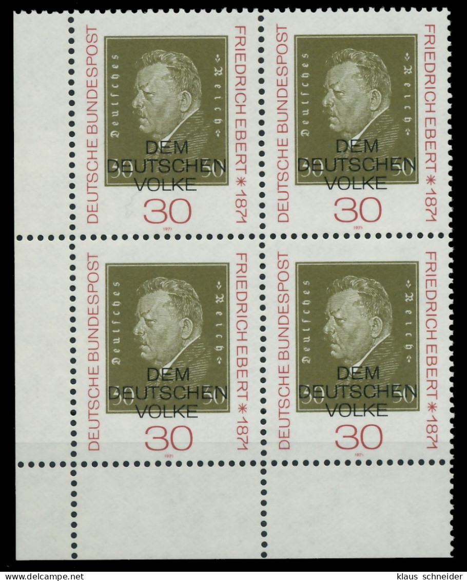 BRD 1971 Nr 659 Postfrisch VIERERBLOCK ECKE-ULI X7F991E - Unused Stamps