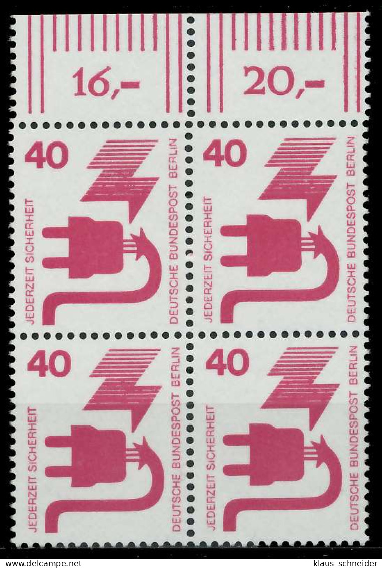 BERLIN DS UNFALLV Nr 407 Postfrisch VIERERBLOCK ORA X818EBA - Unused Stamps