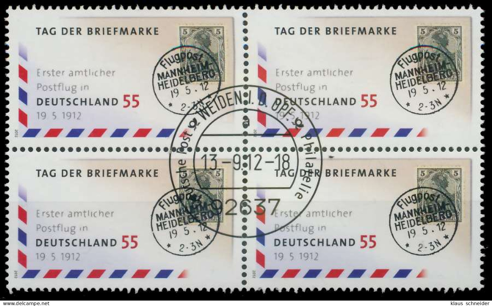 BRD 2012 Nr 2954 Zentrisch Gestempelt VIERERBLOCK X84629A - Used Stamps