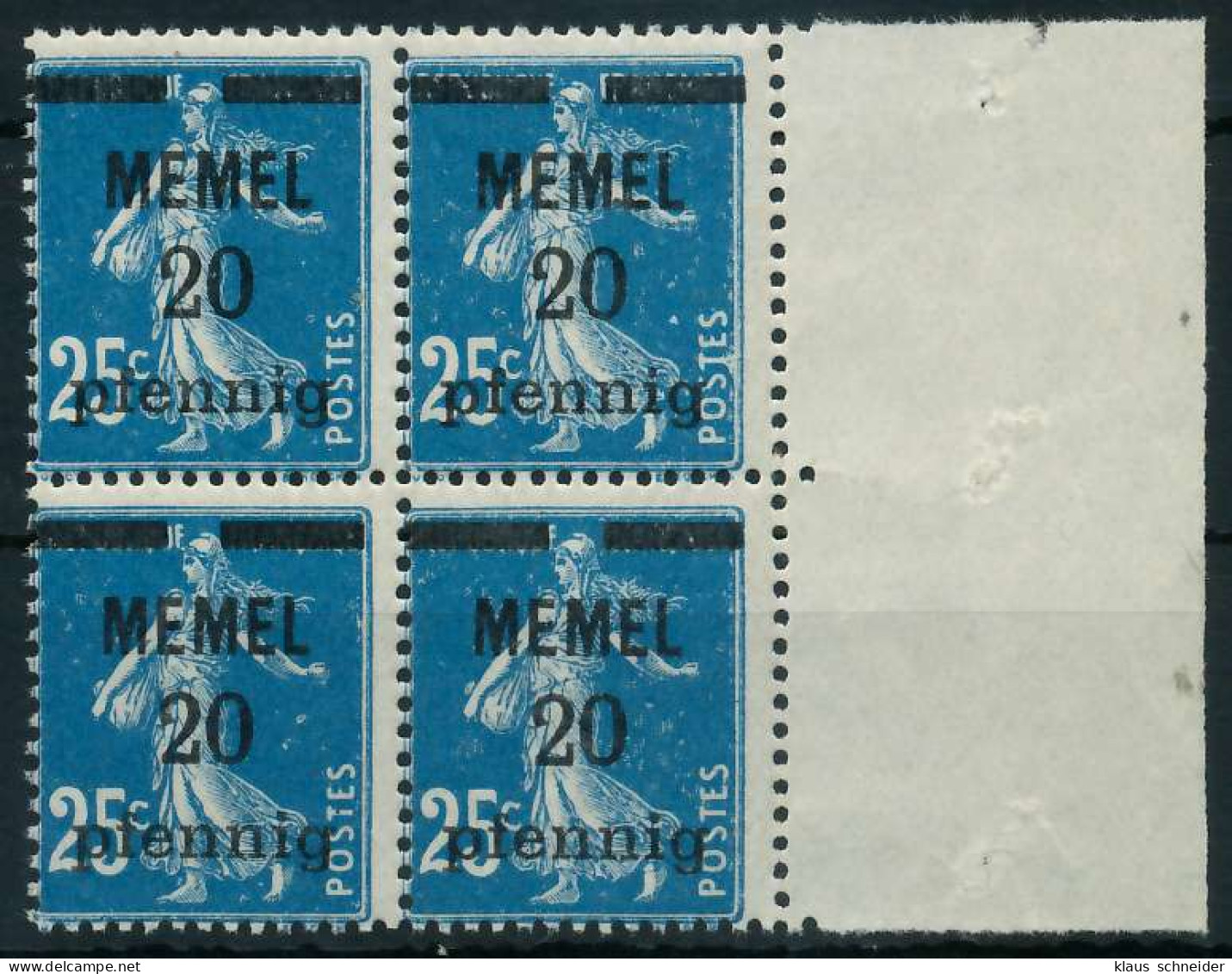 MEMEL 1920 Nr 20b Postfrisch VIERERBLOCK SRA X887D62 - Memel (Klaïpeda) 1923