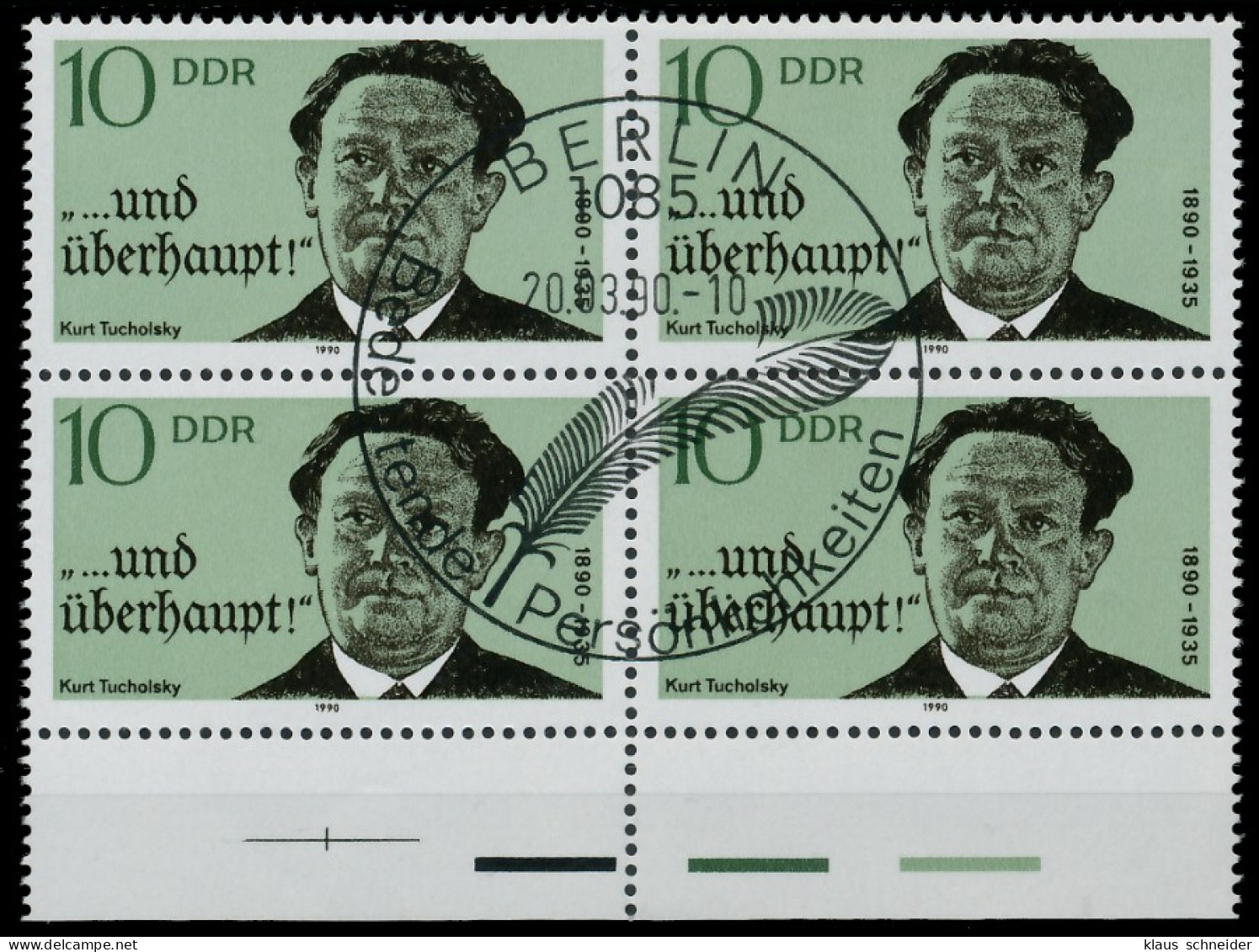 DDR 1990 Nr 3321 ESST Zentrisch Gestempelt VIERERBLOCK URA X04B50E - Used Stamps