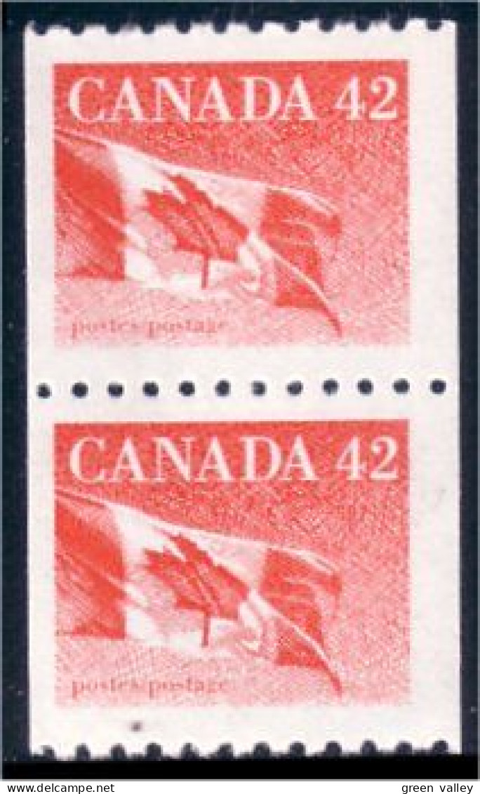 Canada 42c Drapeau Flag Paire MNH ** Neuf SC (C13-94pa) - Ongebruikt