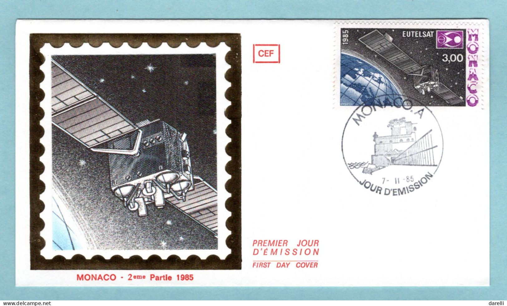 FDC Monaco 1985 - Eutelsat - YT 1505 - FDC