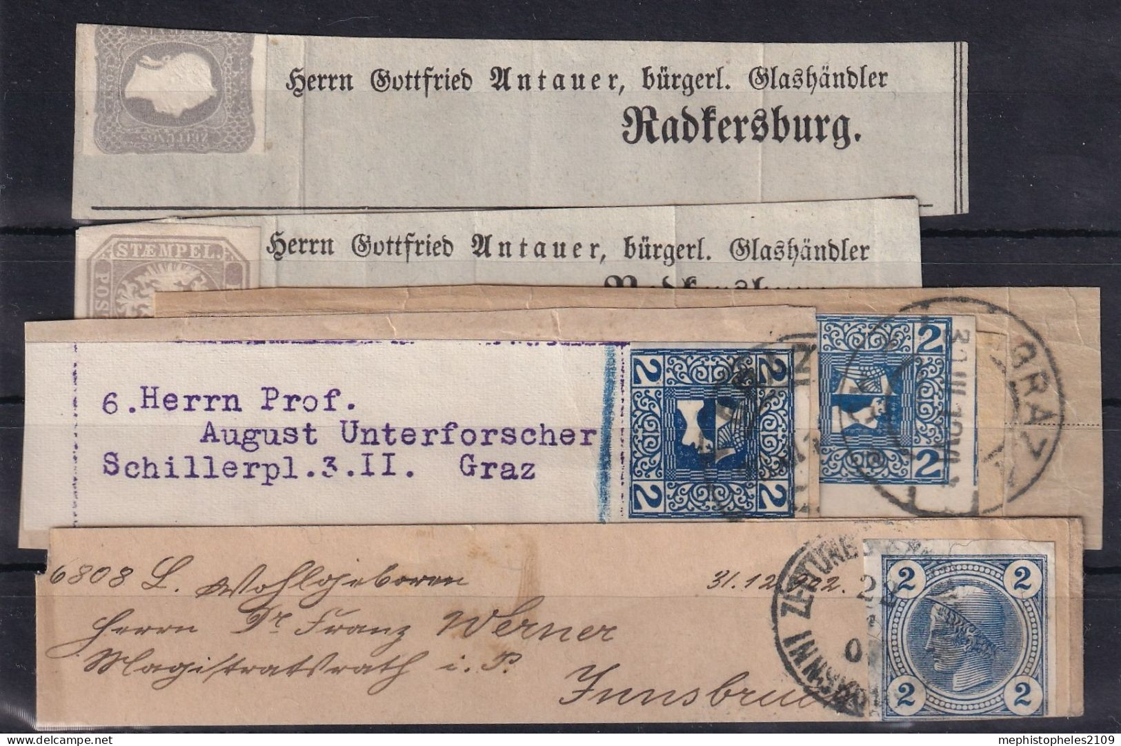 AUSTRIA 1860-1901 - 5 Zeitungsmarken Auf Schleifen - Ungebraucht