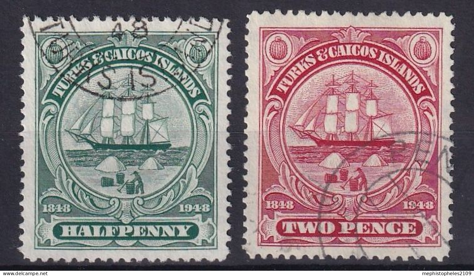 TURKS & CAICOS ISLANDS 1900-04 - Canceled - Sc# 1, 2 - Turks- En Caicoseilanden