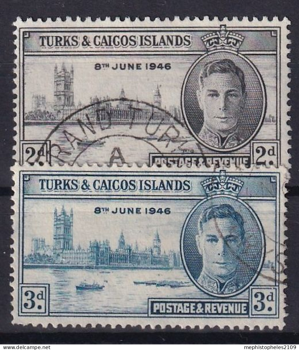 TURKS & CAICOS ISLANDS 1946 - Canceled - Sc# 90, 91 - Turks And Caicos