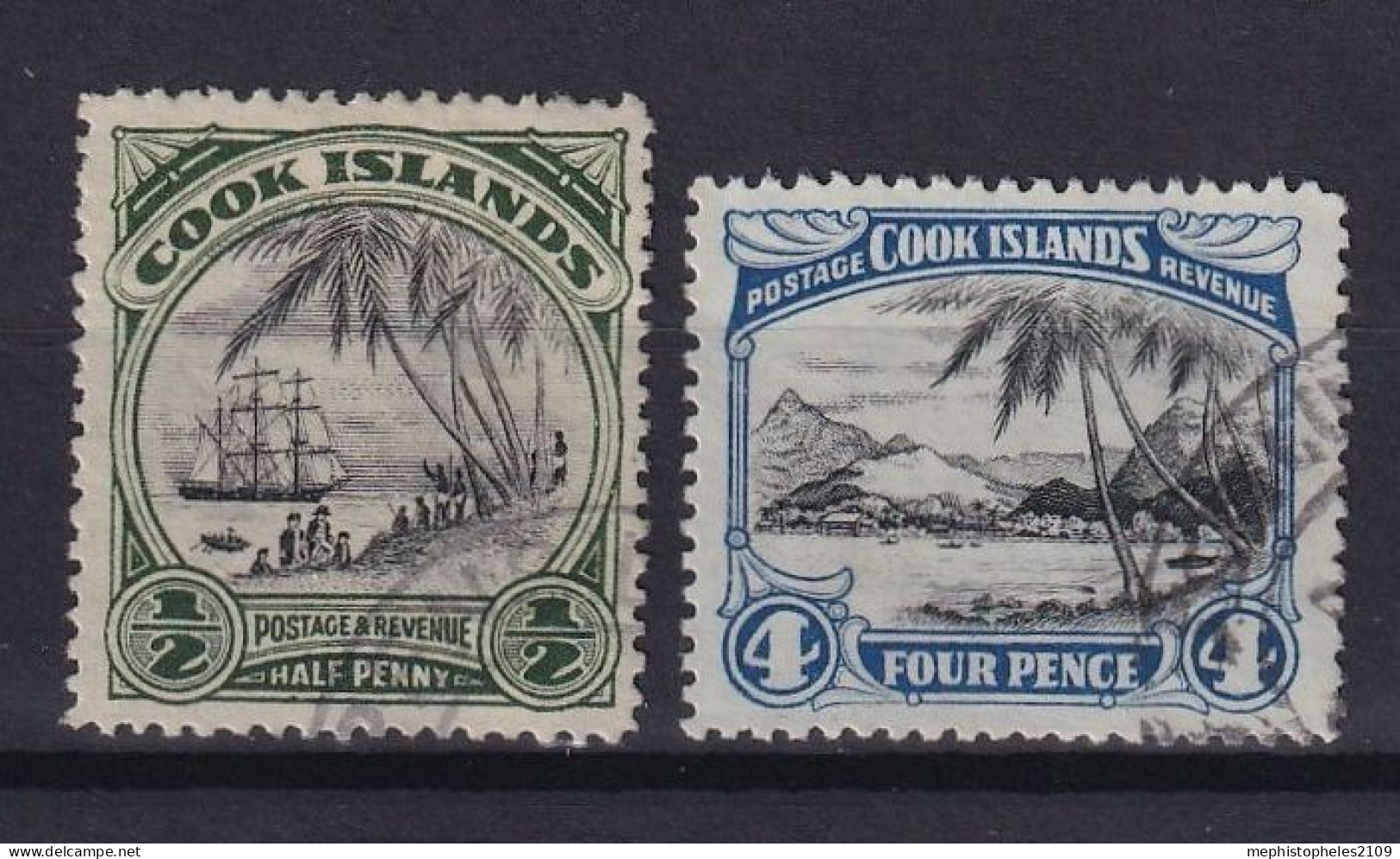 COOK ISLANDS 1933 - Canceled - Sc# 91, 95 - Cook Islands