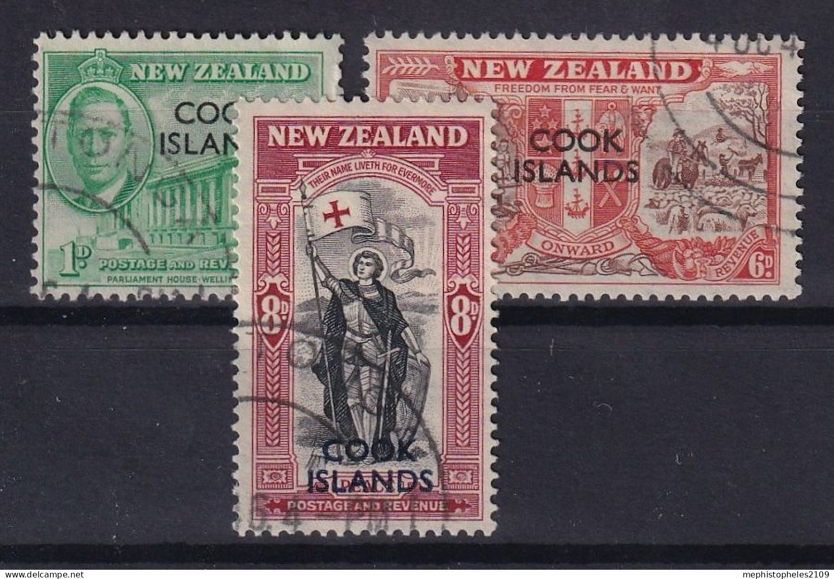 COOK ISLANDS 1946 - Canceled - Sc# 127, 129, 130 - Cookeilanden