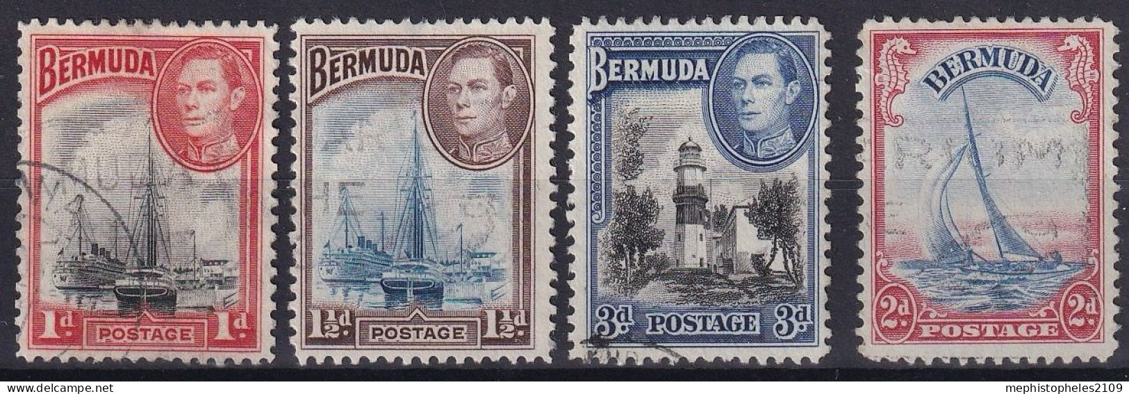 BERMUDA 1938 - Canceled - Sc# 118, 119, 121A - Bermudas