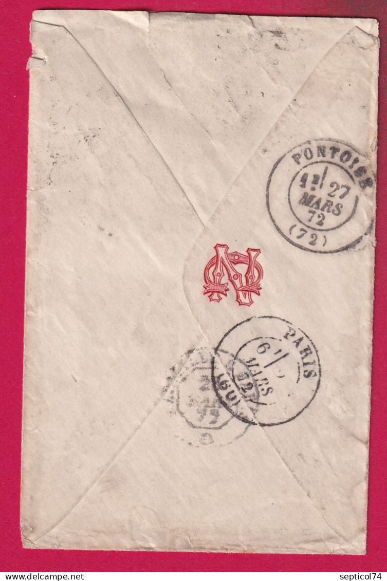 N°60 GC 5010 AUMALE CAD TYPE 16 ALGERIE POUR PONTOISE LETTRE - 1849-1876: Periodo Clásico