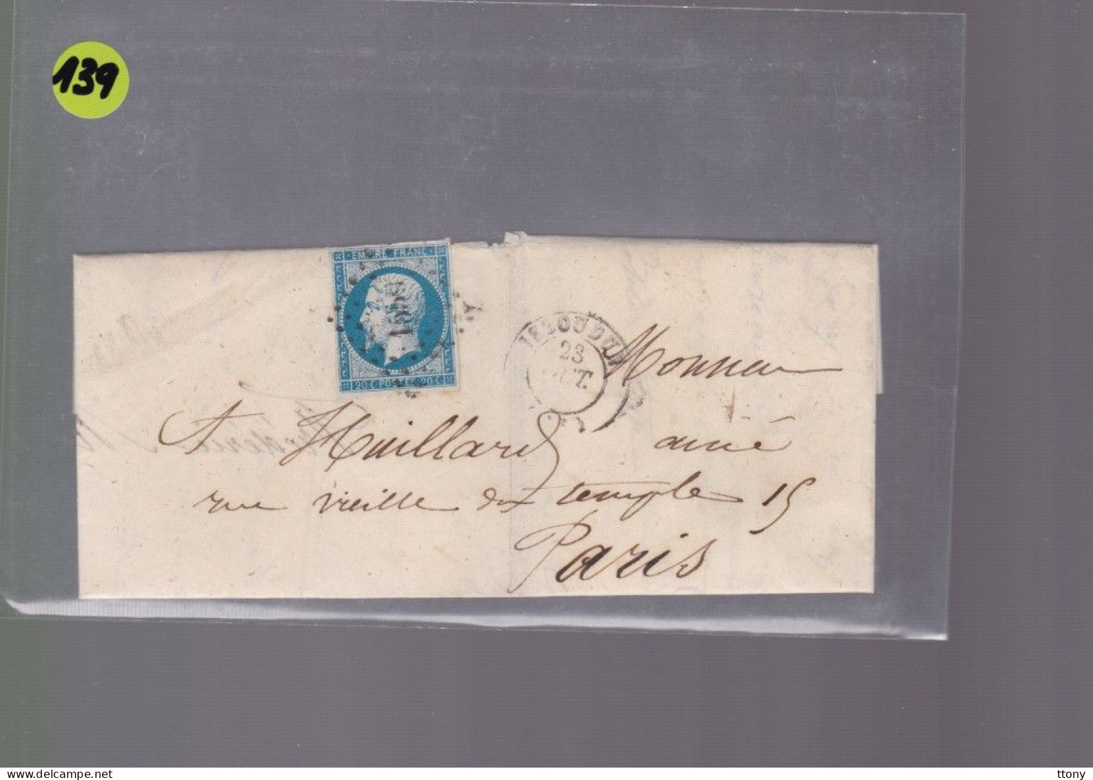 10  Lettres  Timbre N° 14 Napoléon III  Bleu     20 C   Sur Lettre Destination St Etienne &   Paris - 1849-1876: Période Classique