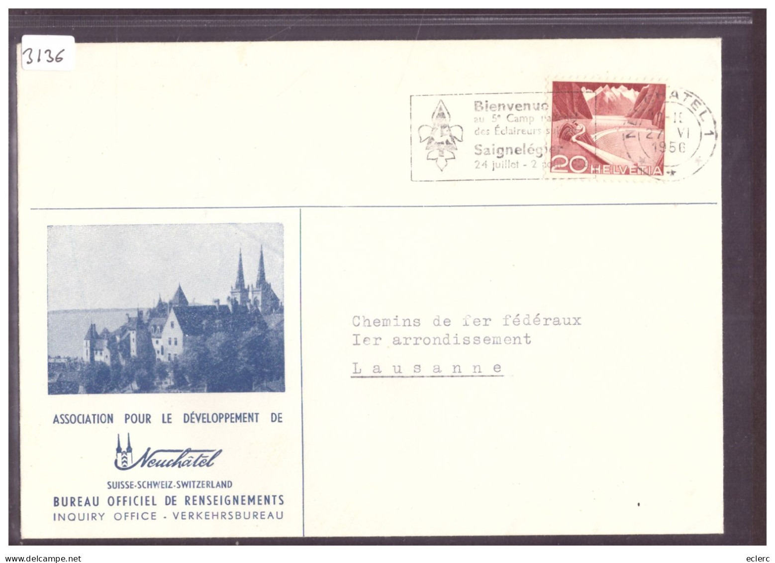 LETTRE A ENTÊTE - NEUCHATEL - ASSOCIATION POUR LE DEVELOPPEMENT DE NEUCHATEL - Storia Postale