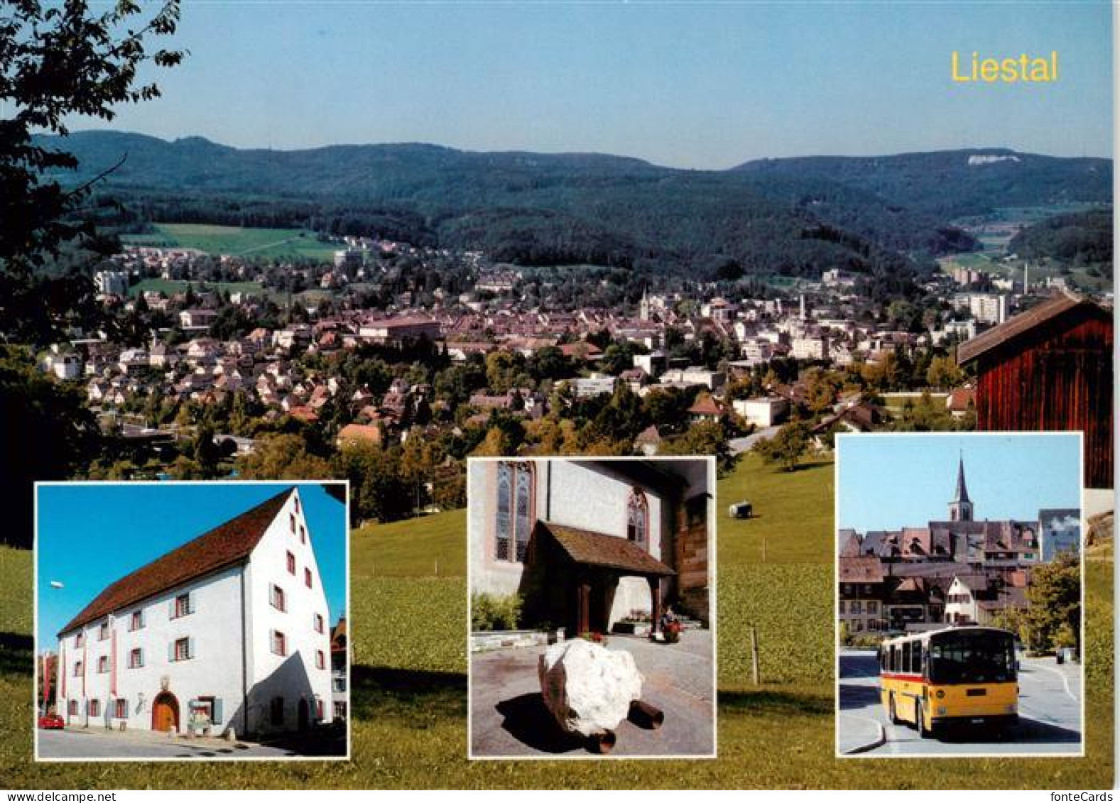 13901851 Liestal BL Panorama Rathaus Kirche Bus  - Autres & Non Classés