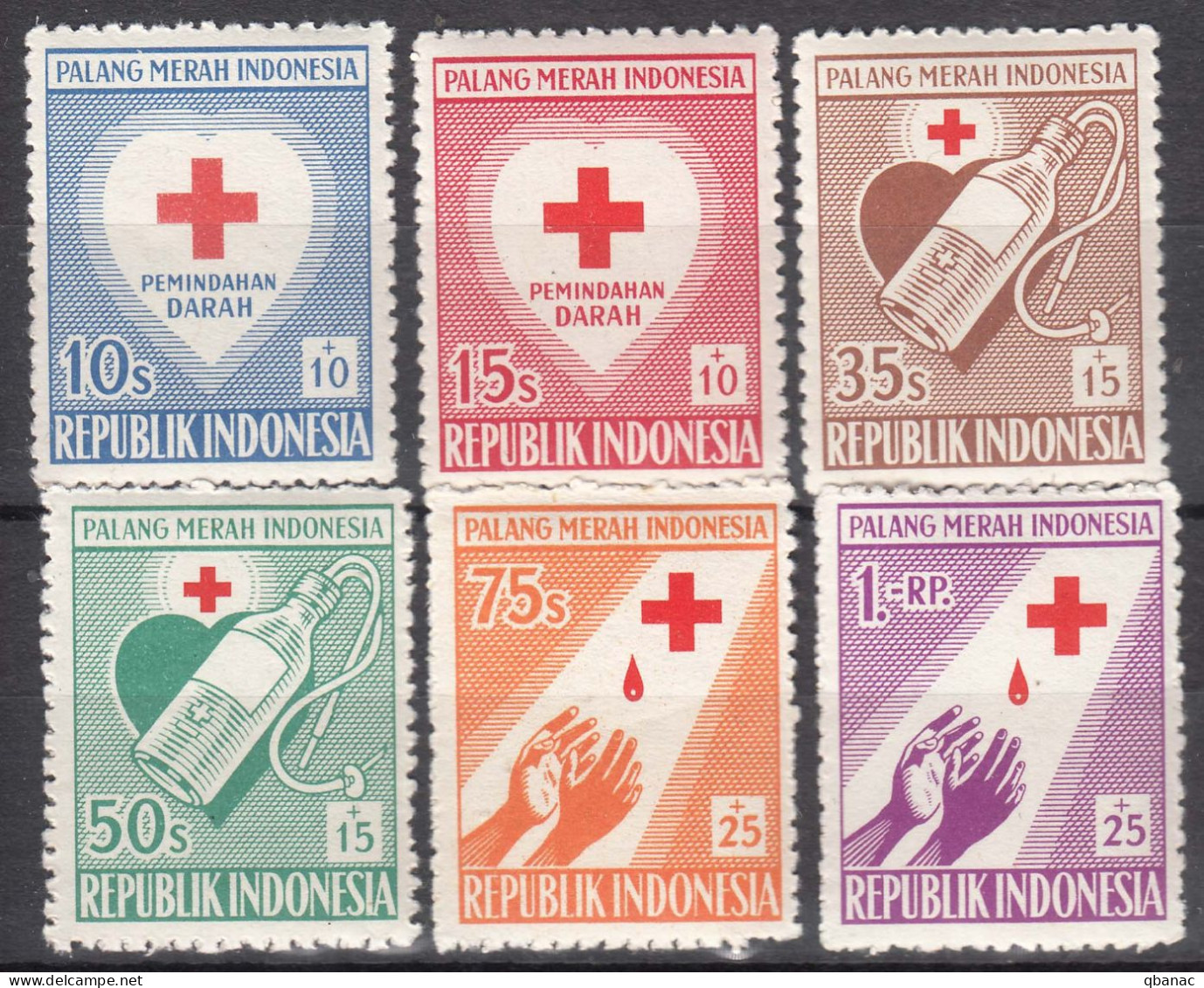 Indonesia 1956 Red Cross Mi#165-170 Mint Never Hinged - Indonesien