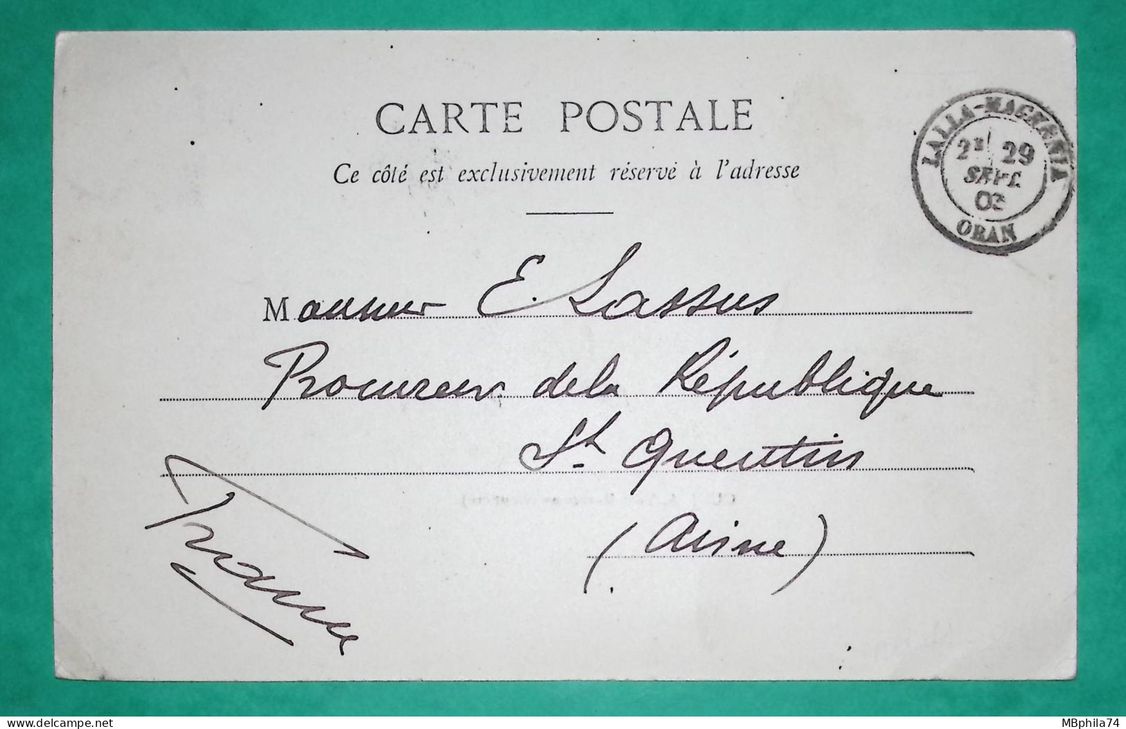 N°129 SEMEUSE CAD TYPE 18 LALLA MAGHRNIA ORAN ALGERIE CARTE POSTALE OUDJDA MAROC FRONTIERE 1903 LETTRE COVER FRANCE - 1877-1920: Periodo Semi Moderno