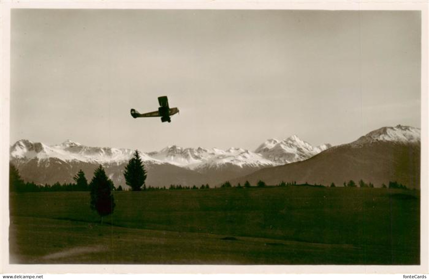 13900098 Crans-sur-Sierre VS Motorflugzeug Alpenpanorama  - Sonstige & Ohne Zuordnung