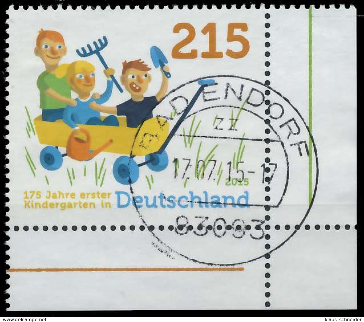 BRD BUND 2015 Nr 3158 Zentrisch Gestempelt ECKE-URE X318A26 - Oblitérés