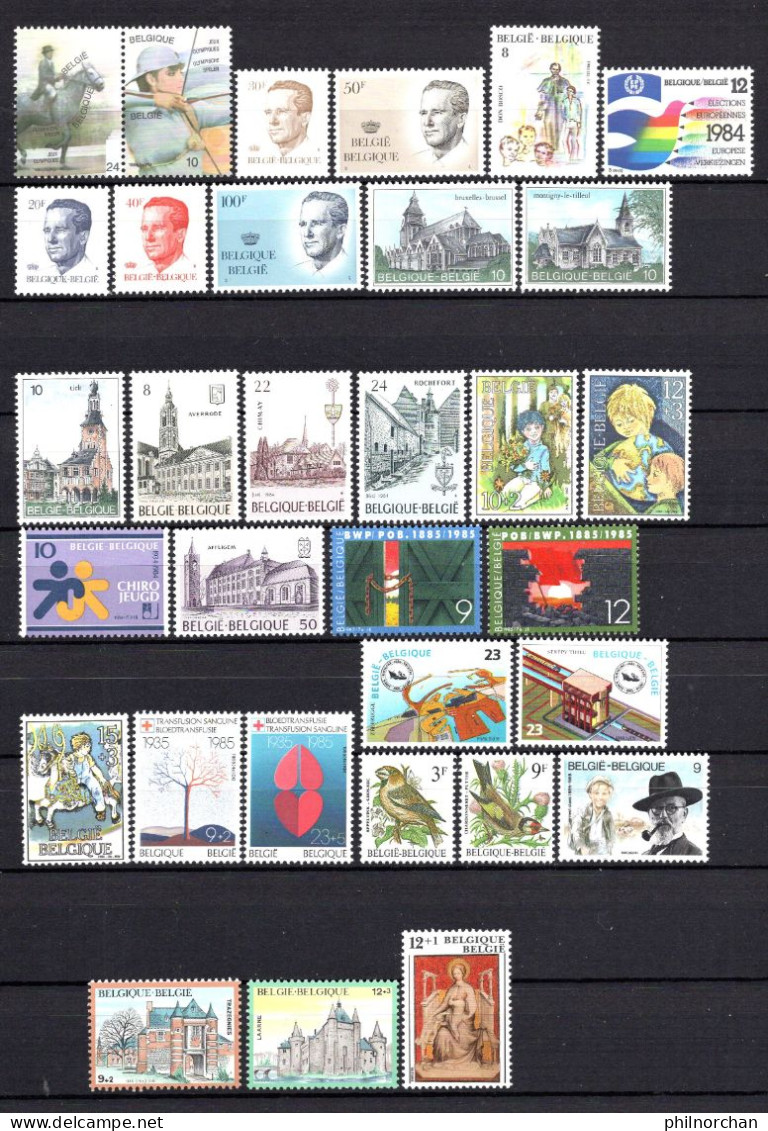 Belgique 1984,1985  Neufs**  TB 32 Timbres Différents  9 €    (cote 60,10 €, 32 Valeurs) - Unused Stamps