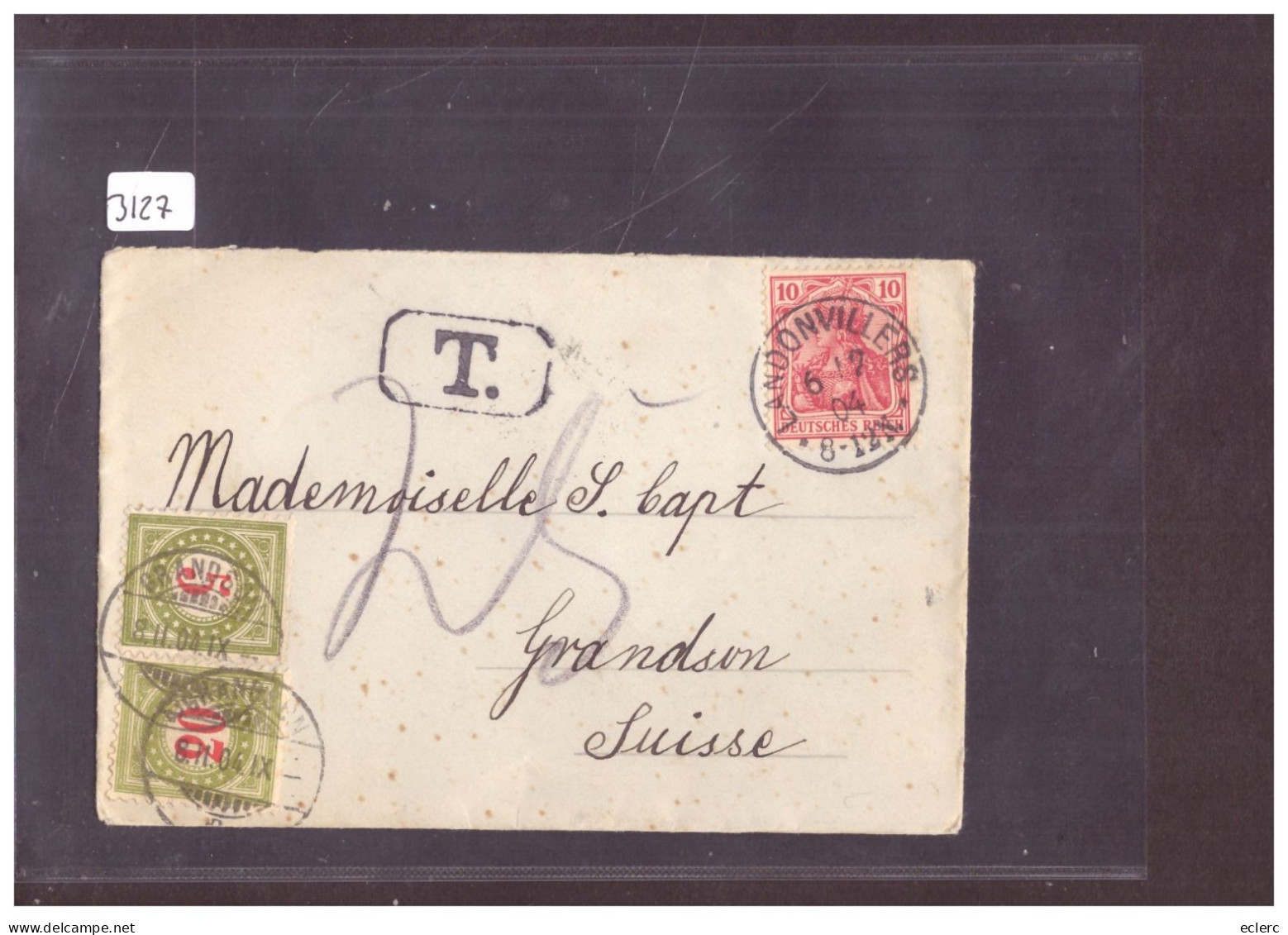 LETTRE TAXEE 20+5ct D'ALLEMAGNE POUR LA SUISSE - Postage Due