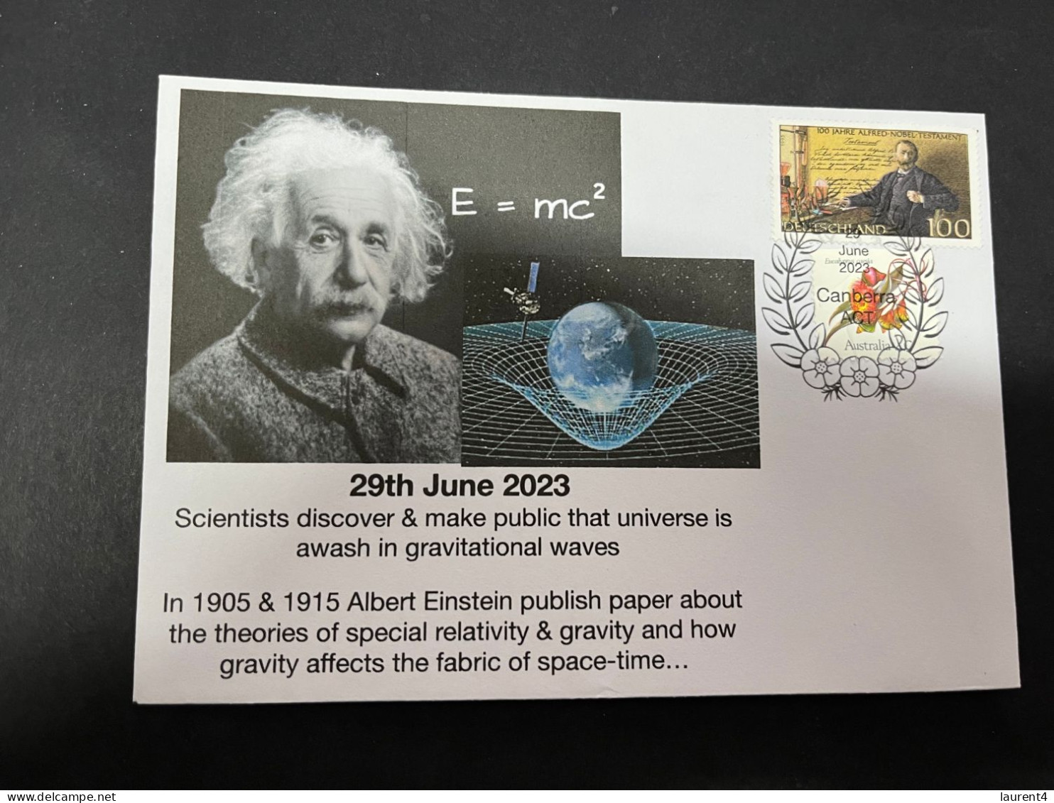 25-4-2-24 (2 Z 2) 29th June 2023 - Univers Is Awash In Gravitational Waves (A. Einstein 1905 & 1915 Theory) Nobel Stamp - Albert Einstein