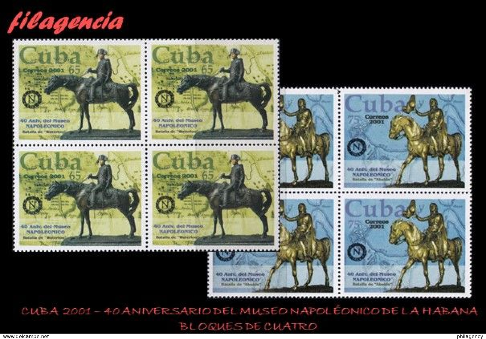 CUBA. BLOQUES DE CUATRO. 2001-23 40 ANIVERSARIO DEL MUSEO NAPOLEÓNICO. BATALLAS DE NAPOLEÓN BONAPARTE - Unused Stamps