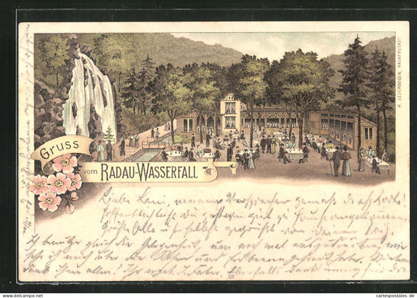 Lithographie Bad Harzburg, Gasthaus Radau-Wasserfall  - Bad Harzburg