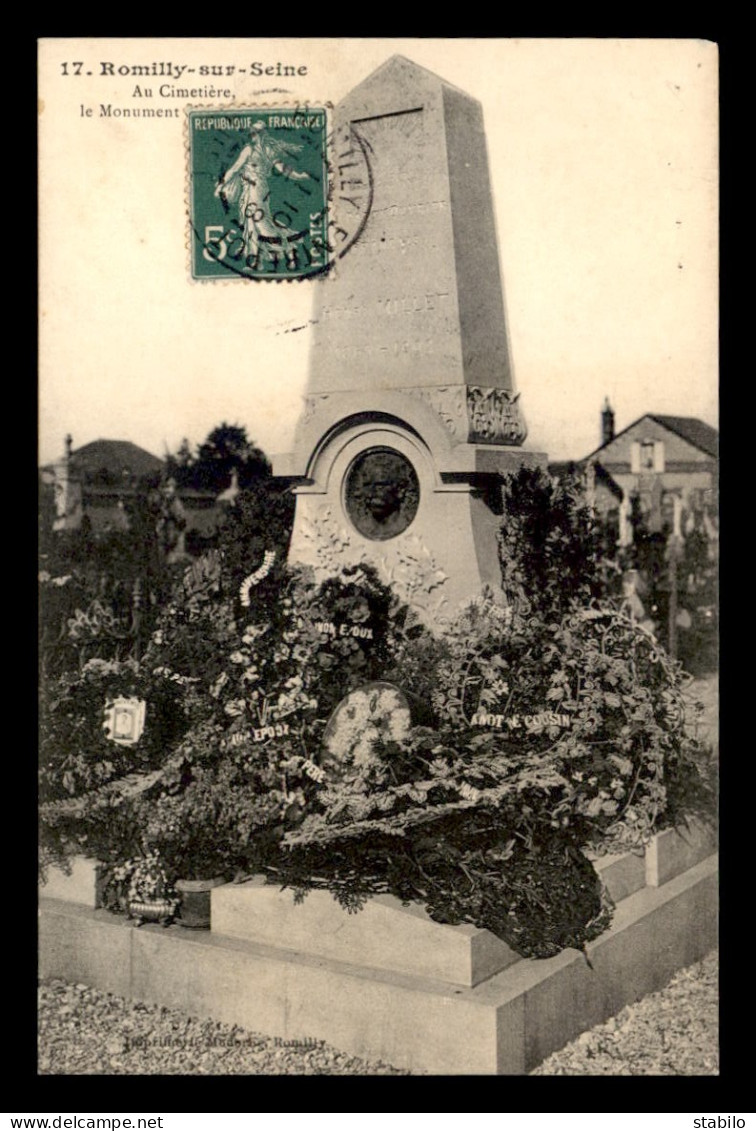 10 - ROMILLY-SUR-SEINE - LE MONUMENT MILLET AU CIMETIERE - Romilly-sur-Seine