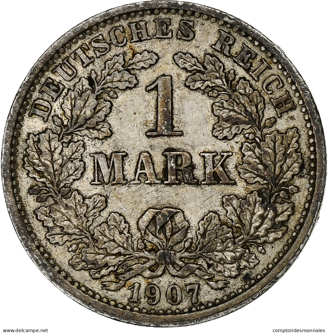 Empire Allemand, Wilhelm II, Mark, 1907, Munich, Argent, TTB, KM:14 - 1 Mark