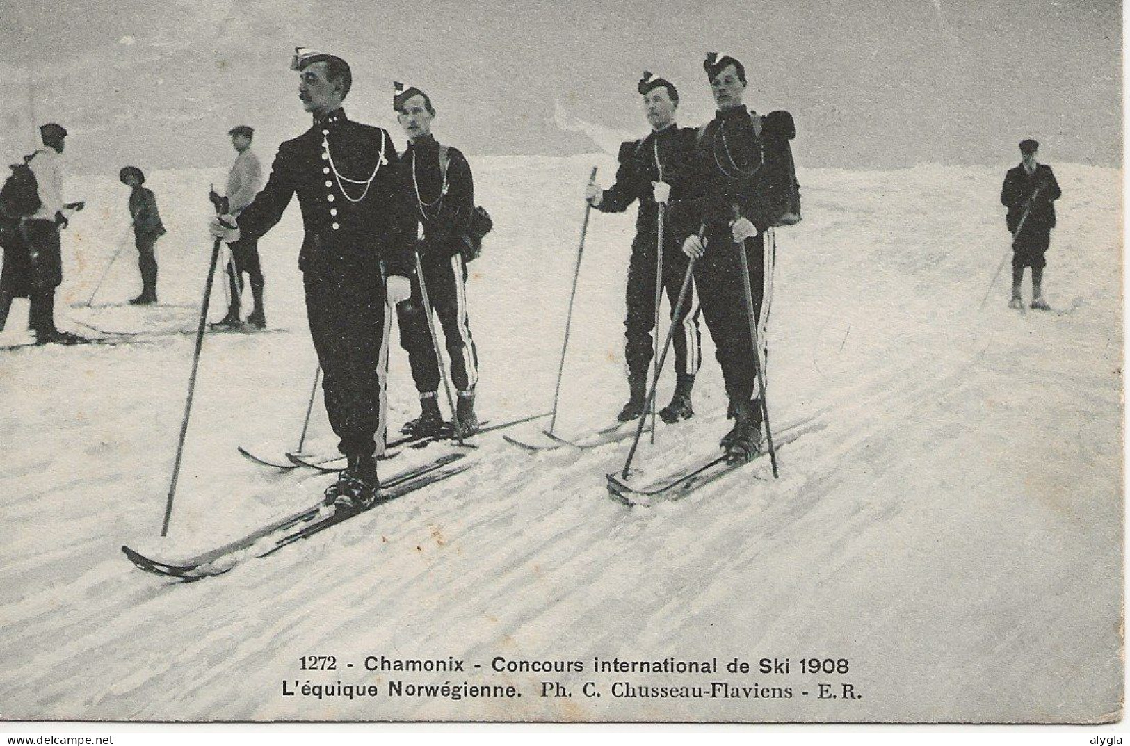 74 - CHAMONIX - CPA SPORTS D'HIVER - L'équipe Norvégienne - Concours Ski 1908 - Chamonix-Mont-Blanc