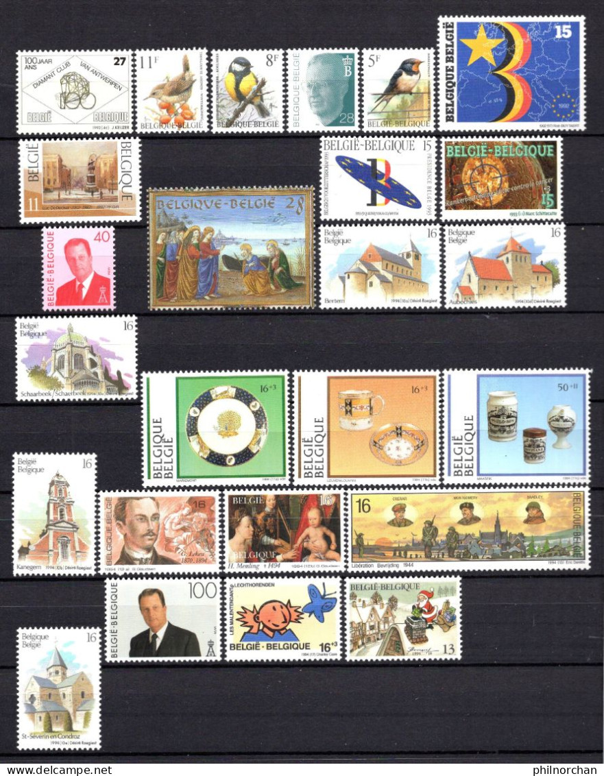 Belgique 1990 à 1994  Neufs**  TB 56 Timbres Différents  15 €    (cote 103,75 €, 56 Valeurs) - Unused Stamps