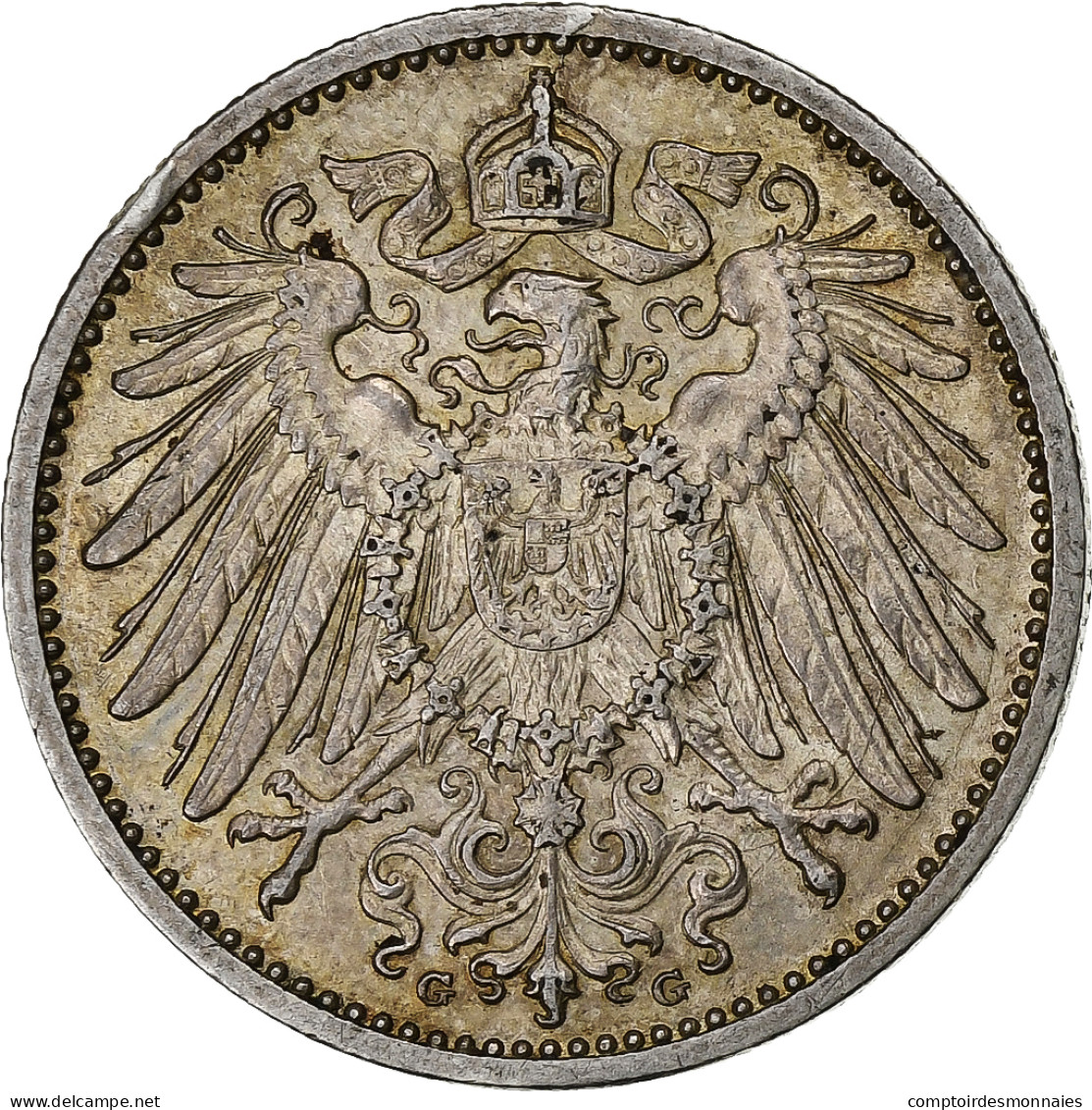 Empire Allemand, Wilhelm II, Mark, 1915, Karlsruhe, Argent, TTB+, KM:14 - 1 Mark