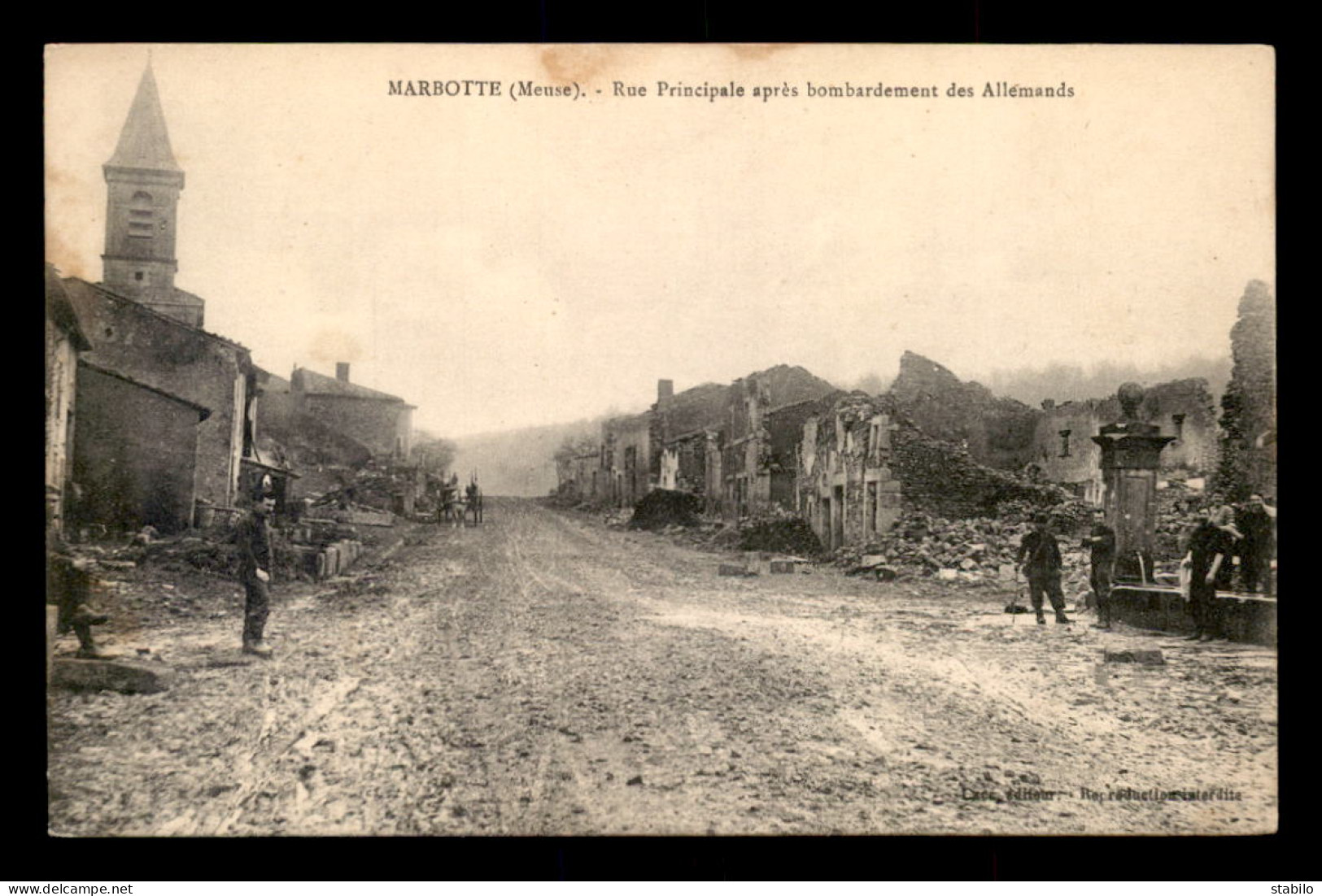 55 - MARBOTTE - RUE PRINCIPALE APRES LE BOMBARDEMENT DES ALLEMANDS - EDITEUR LACE - Sonstige & Ohne Zuordnung