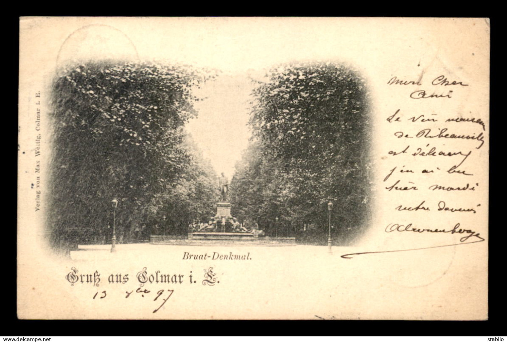 68 - COLMAR - BRUAT DENKMAL - VOYAGE EN 1897 - Colmar